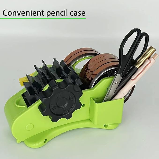 Green Multi-Roll Heat Tape Dispenser Sublimation 1" and 3" Core Double Reel Cores Sublimation for Heat Transfer Tape, Semi-Automatic Tape Dispenser with Compartment Slots