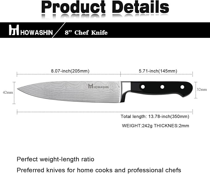 8'' Chef Knife High Carbon Professional Kitchen Knife Stainless Steel Sharp Meat Knife Ergonomic Handle With Christmas Gift Box