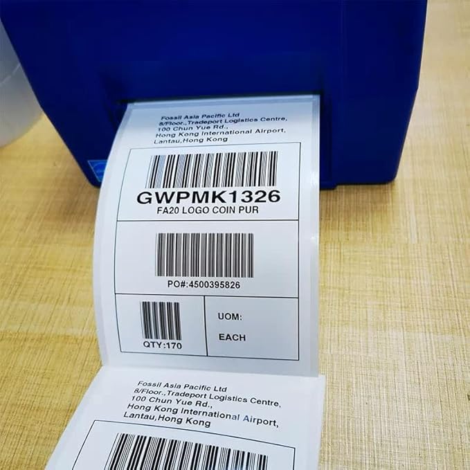 4x6 Direct Thermal Shipping Labels, 250 Per Roll, Mailing Thermal Blank Shipping Labels for Zebra 2844 Zp-450 Zp-500 Zp-505 (6 Rolls)