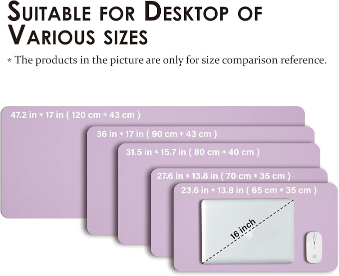 Leather Desk Mat - Small Non-Slip PU Desk Pad for Office and Home - Desk Organization and Accessories - Ideal for Large Mouse Pad and Small Desk Mats on Top of Desks (Purple,23.6"x 13.8")