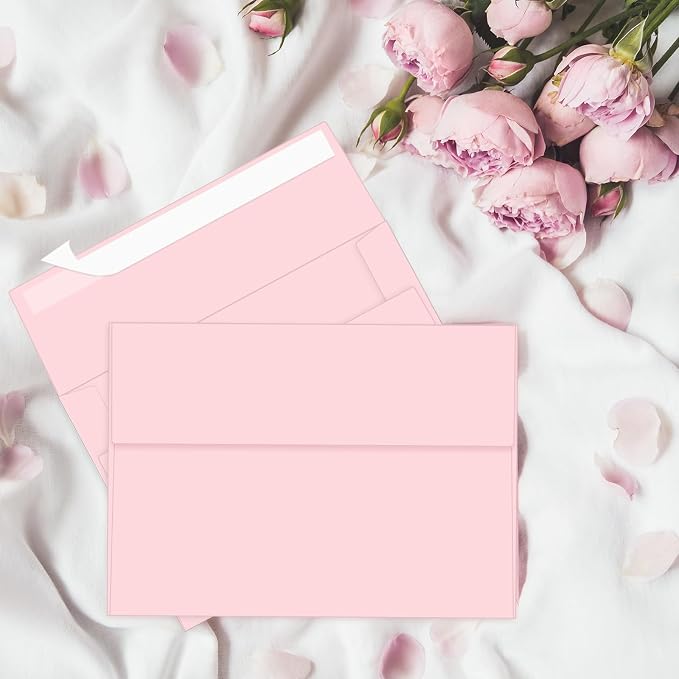 100 Packs Pink 4x6 Envelopes for Invitation A6 Small Envelope | A6 envelopes self seal,for 4x6 cards weddings invitations greeting cards photos,printable,120g durable thick paper