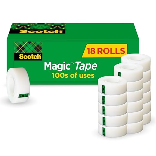 Scotch Magic Tape, Invisible, Home Office Supplies and Back to School Supplies for College and Classrooms, 18 Rolls