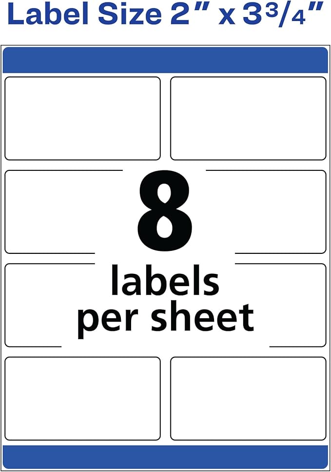Avery Print-to-the-Edge Printable Shipping Labels, 2" x 3.75", Matte White, Sure Feed Technology, Laser & Inkjet Printer Compatible, 200 Blank Labels per Pack (5 Packs of 6873)