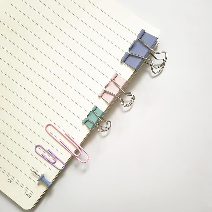 282 Pcs Colored Office Clips Set Binder Clips and Paper Clips Push Pin Colored Assorted Sizes Small Medium Large for Home School Office Supplies