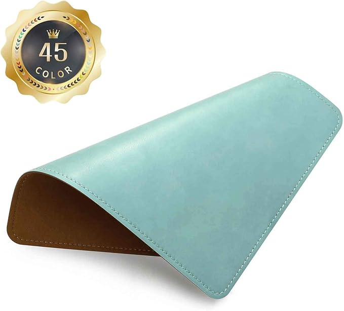 PU Leather Mouse Pad with Stitched Edge Micro-Fiber Base - Non-Slip Waterproof, 8x11Inch (Light Blue)