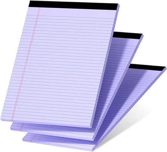 3 Pcs Legal Pads 8.5 x 11 Purple Note Pads 8.5 x 11 Notepad Total 75 Sheets, Micro Perforated Writing Pads Lined Paper College Ruled Pad of Paper Notebook To-Do List for School & Office Supplies
