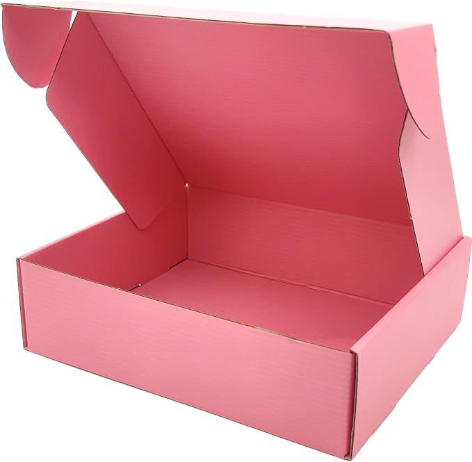 12x9x3 Shipping Boxes Pink Mailer Corrugated Cardboard Box Set of 20 | for Packaging, Literature, Packing, Mailing, Storage, Small Business, Moving, Gift, Supplies, Quick Fold, Tab Locking