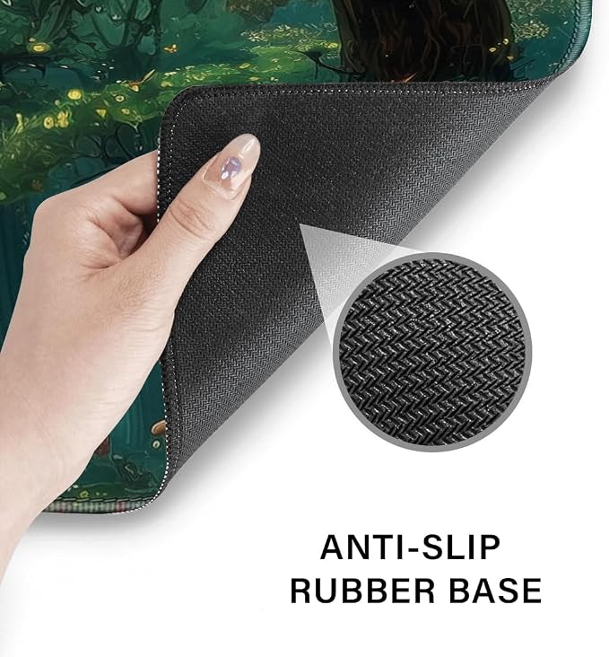 Desk Pad and Keyboard Wrist Rest, Large Mouse Pad + Keyboard Pad+Mouse Wrist Support, Non-Slip Desk Mat Protector for Office, Home 31.5×11.8 Inches Green Forest