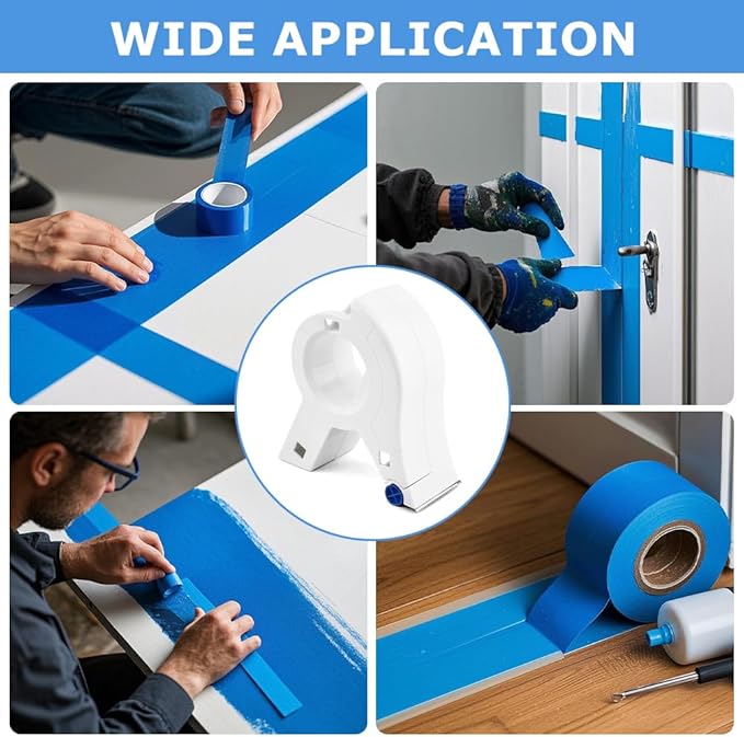 Masking Paint Tape Dispenser, Portable Paint Tape Applicator for Trim, Easy to Grip Rounded Handles and Accurate Tape Application, Saves Time Compact Design for On The Go Usage(White)