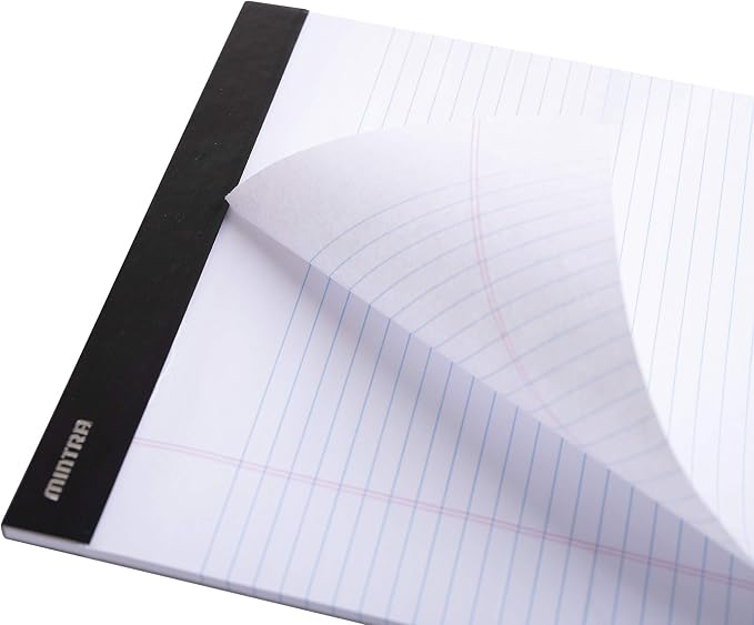 Mintra Office White Legal Pads – Ruled Notepads and Micro-Perforated Sheets, Ideal for Writing, Note-Taking & Creativity, Office, or Professional Use, Basic Pad 6 pack, 8.5"x11" (Wide Ruled)