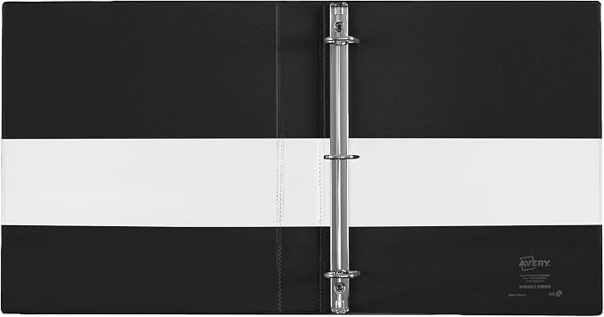 Avery® Two-Tone 3 Ring Binder, 1" Slant Rings, 1 White/Black Binder | For School, Home and Office Organization, DuraHinge Tear-Resistant Spine, DuraEdge Split-Resistant Edges, Clear Overlays