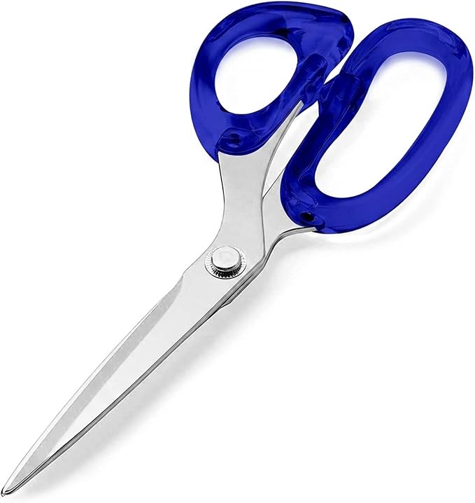 9” Stainless Steel Acrylic Scissors, Blue with Silver Metal | Aesthetic and sharp all purpose scissors, Perfect for sewing, arts, and crafts, Stationery tools for office, and school