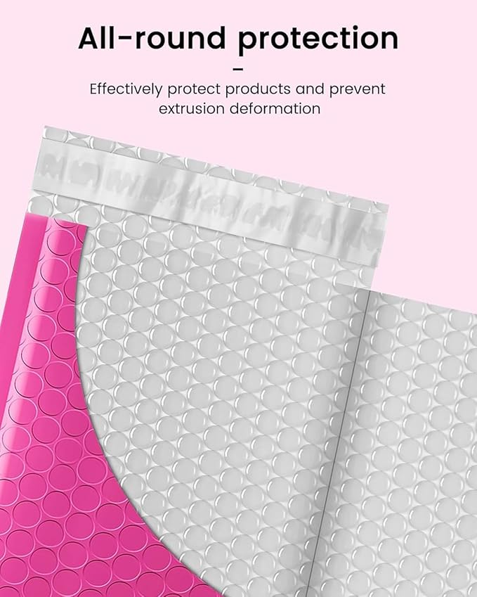 GSSSUSA Pink Bubble Mailers 4x8 Inch 50 Pack Small Padded Envelopes | Usable Size 4x7 Inch Shipping Envelopes Self Seal Small Packaging Supplies Shipping Bags for Mailing Jewelry,Small Business