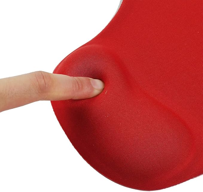 Office Mousepad with Gel Wrist Support - Ergonomic Gaming Desktop Mouse Pad Wrist Rest - Design Gamepad Mat Rubber Base for Laptop Computer -Silicone Non-Slip Special-Textured Surface (06Red)