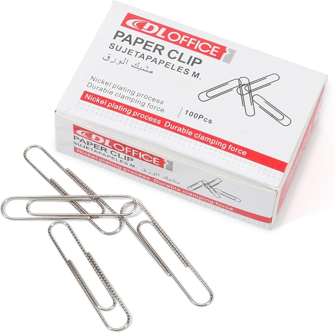 Medium Paper Clips,1000 Pcs (10×100), Silver 1.25IN, Office & School use