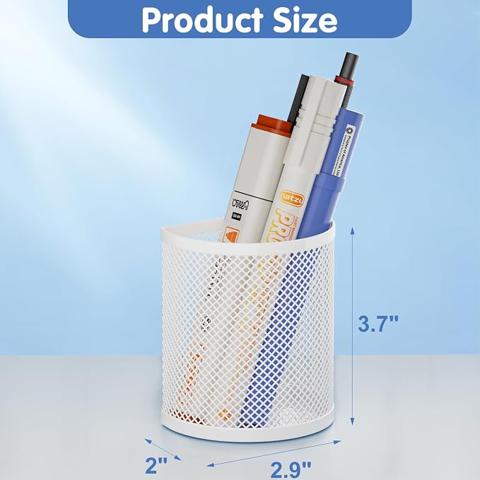 LUCYCAZ Magnetic Pencil Holder, 2 Pack Metal School Locker Organizer | Locker Organizer Accessories, Powerful Magnet Pen Holder for Whiteboard,Refrigerator,Locker,Kitchen,Home,and Office White