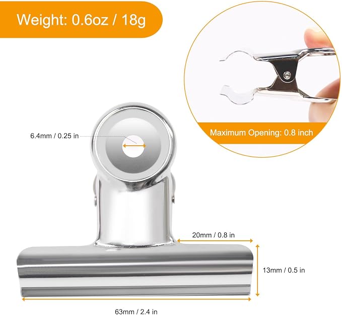 Coideal Large Bulldog Binder Paper Clips, 12 Pack Big Metal Bull Clips Silver Hinge Clip Clamps for Files Crafts, Food Bags, Drawing, Photo at Kitchen & Office (2 1/2 Inch)