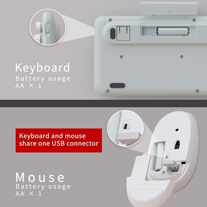 UBOTIE Colorful Wireless Keyboard and Mouse Combo (Green-White) | Retro Typewriter Floating Full-Sized Keys Computer Keyboard with Optical Mouse, 2.4GHz USB Connection for Windows Mac