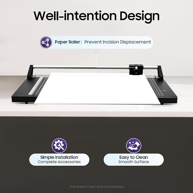 24 Inch Precision Rotary Paper Cutter, Desktop Office Paper Trimmer, Manual Straight Paper Trimmer with Roller Cutter Head and Round Blade for Photos, Cards, Decals
