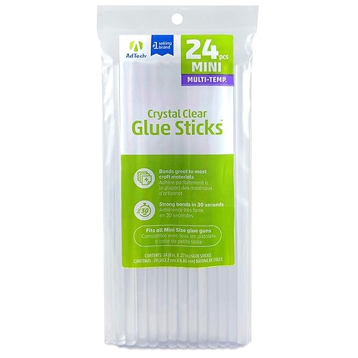 AdTech 8" Mini Hot Glue Stick, Part# W220-3824, 24 Count (Pack of 12)
