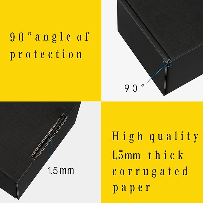 Small Shipping Boxes 7x5x2 Inches – Black Corrugated Cardboard Boxes (20-Pack) for Mailing, Packing, Small Business & Gift Packaging - Recyclable & Sturdy