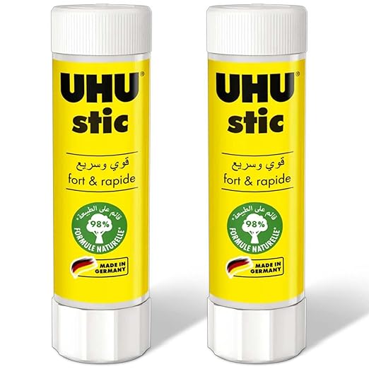 UHU Stic Glue Stick - Strong and Fast, Solvent Free Adhesive - Clear Application - 40g - Pack of 2