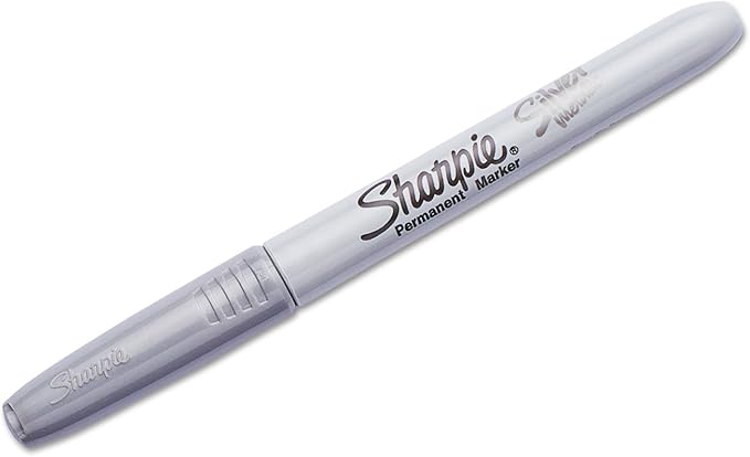 Sharpie Metallic Permanent Markers, Fine Point, Silver, 4 Count - For Black Paper or Dark Surfaces, Arts & Crafts, Posters