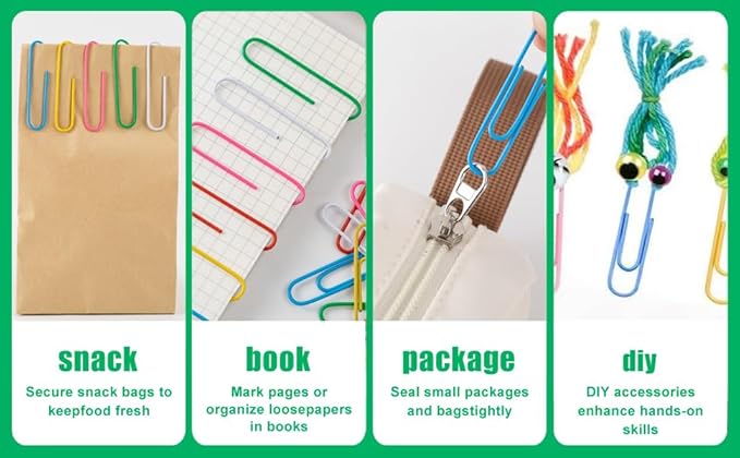 110 Pcs 2 Inch Colorful Paper Clips, Assorted Colored Coated Jumbo Reusable Big Paperclips, Durable and Rustproof, Large Colored Paperclips for Office School Document Organizing