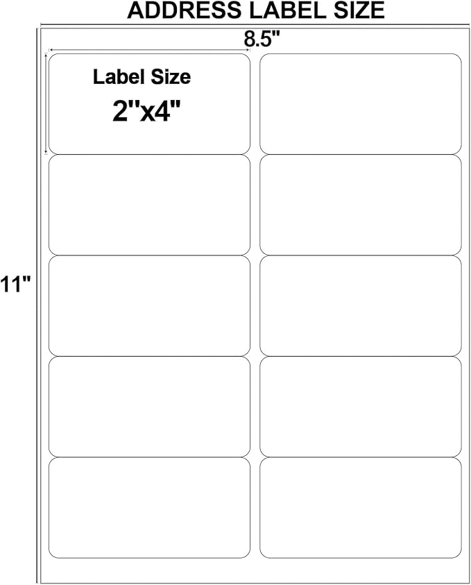 2" x 4" Shipping Labels, Address Labels, Mailing Stickers Compatible for Laser/Inkjet Printers - Matte White, 10 Up per Sheet, 40 Sheets