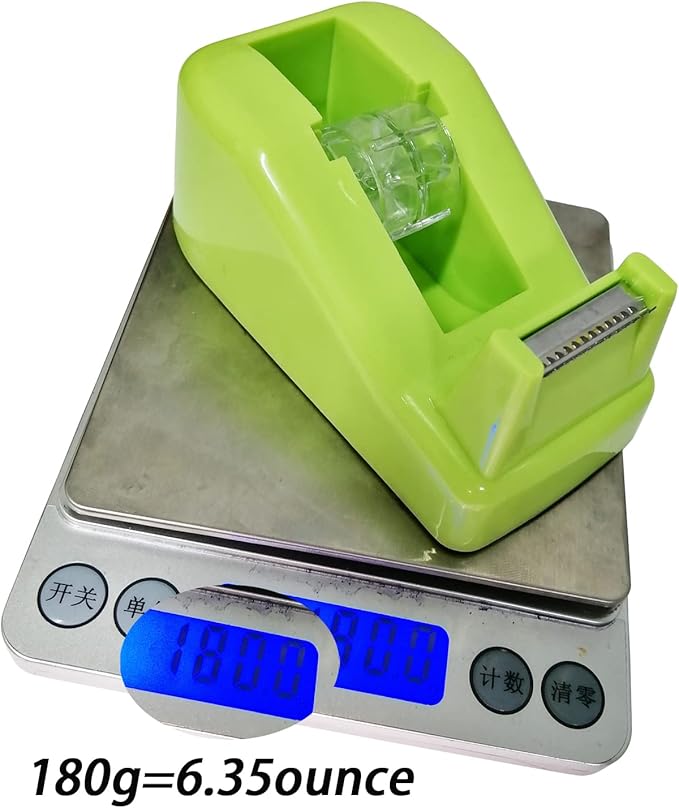 Desktop Tape Dispenser Heavy Duty Desk Accessories Floral Office Tape Dispensers, Weighted Non-Skid Base, Green