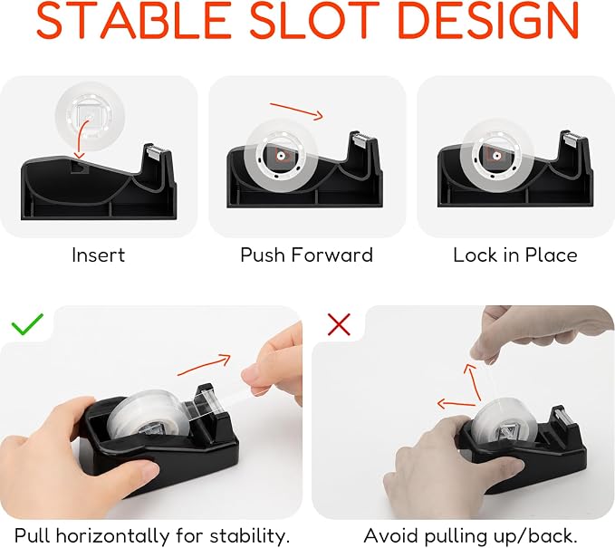Lightweight Desktop Tape Dispenser, 6 Rolls Tape, 1-Inch Core | Tape Holder with Stable Non-Skid Base, 0.71 in x 1000 in per Roll, for Office Home School & Travel