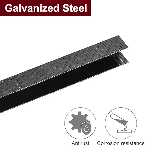 uxcell 20 Gauge Narrow Crown Staples 7/16" x1/2", 5000Pcs Galvanized Steel for Pneumatic, Electric Stapler, Black