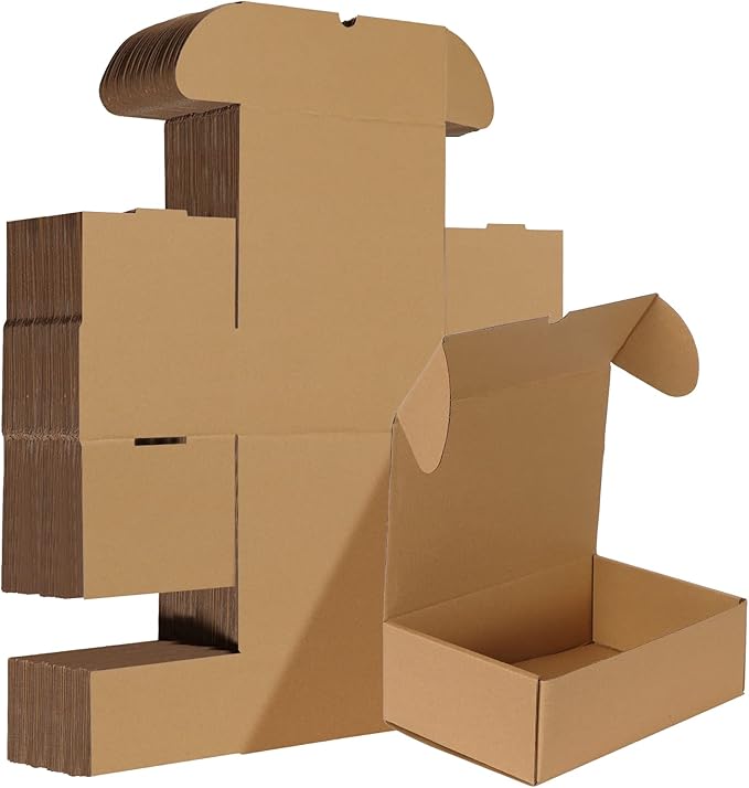 HORLIMER 9x6x3 inches Shipping Boxes Set of 25, Brown Corrugated Cardboard Box Literature Mailer
