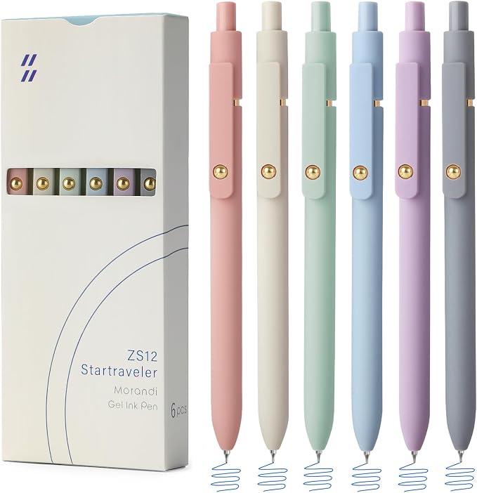 FIOVER Gel Pens, 6pcs Blue Ink Medium Point 0.7mm Smooth Writing Pens | Comfort Grip, Aesthetic Pens for Journaling, School Office Supplies, Gifts for Women, Men