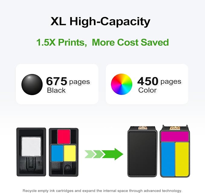 Ankink 63XL Ink Cartridges Replacement for HP 63 XL (Color/Tricolor 2-Pack) | Work with HP63 HP63XL 3830 4650 4652 4655 5200 5252 5255 5258 4520 4512 1112 2132 3630 3632 4511 4510 3833 3634 2130 Printers