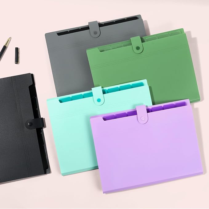 Forvencer Expanding File Folder 8 Pocket, Accordion File Organizer, Letter | Portable Folders for Documents, Cute Paper Organizer, Filling Products for School Office Supplies, A4 Size, Gray