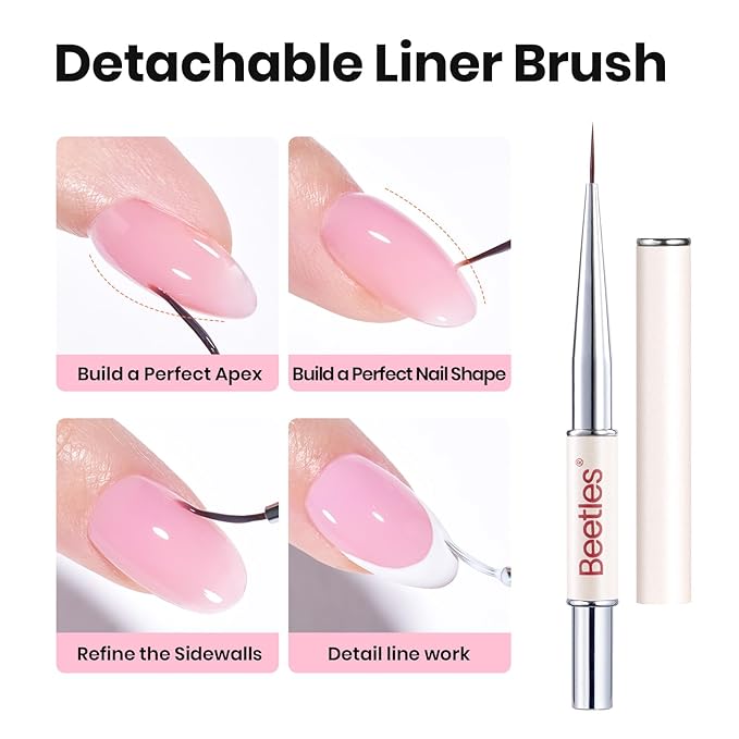 Beetles Builder Gel Nail Kit-2 Pcs 0.5oz Clear & Jelly Pink Builder Gels & Nail Brush,8 in 1 Nail Thickening Strengthening Building Apex for Beginner DIY UV Nails Salon at Home,New Bottle,Blush Air