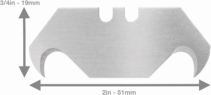 Hook Blade 10 Pack - Utility Knife Hooked Razor Blades in Storage Box - Heavy Duty SK5 Replacement Refills for Carpet, Roofing Knife, Box Cutter