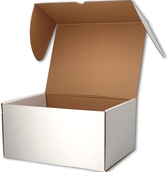 12x8x6 Shipping Boxes White Mailer Corrugated Cardboard Box Set of 15 | for Packaging, Literature, Packing, Mailing, Storage, Small Business, Moving, Gift, Supplies, Quick Fold, Tab Locking
