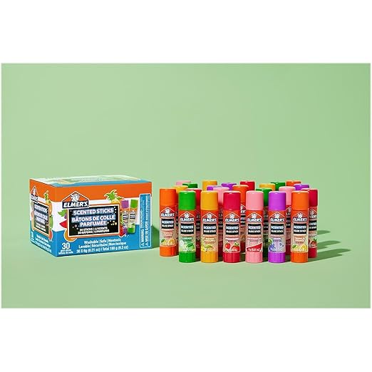 Elmer's Scented Glue Sticks, Washable, Clear, Assorted Scents, 6 Grams, 30 Count - Kids Activity, Arts & Crafts, Creative Fun, #1 Teacher Brand