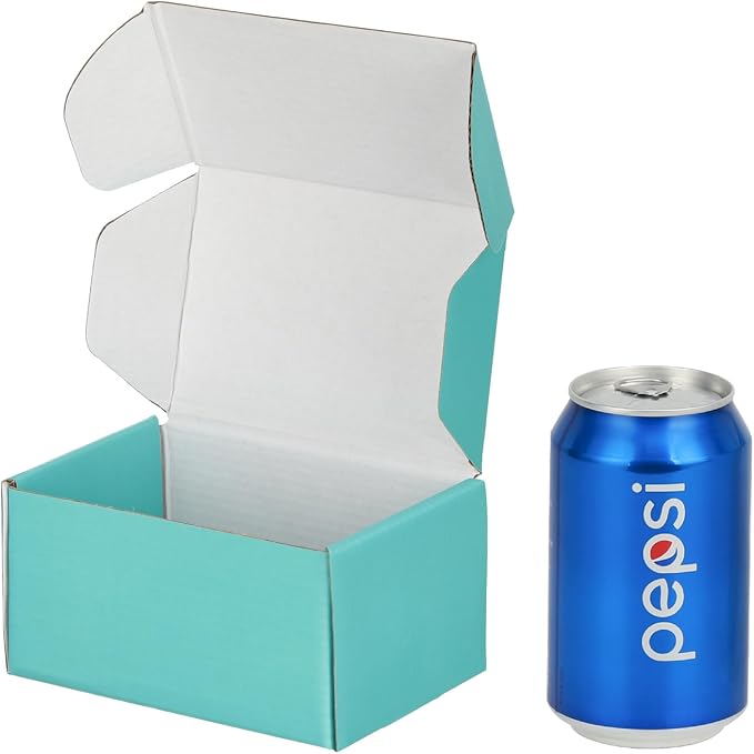 50 Pack 6x4x3 inches Shipping Boxes Teal, Corrugated Small Cardboard Boxes for Mailing Packing