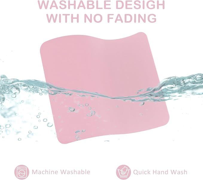 Mouse Pad with Stitched Edge, Multiple Patterns Computer Mouse Pads with Non-Slip Rubber Base, Washable Cloth Mousepad, for Gaming, Laptop, PC (Pink)