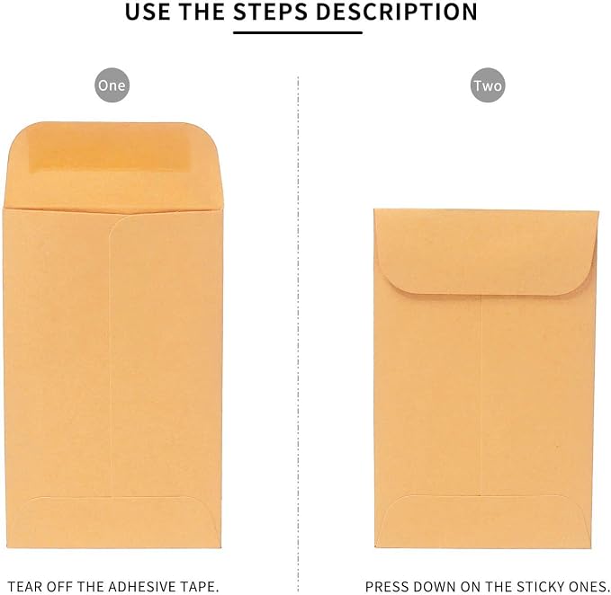 Xxcxpark 200PCS #7 Coin Envelopes 3.5x6.5 inches Brown Kraft Envelopes Classic Small Parts Gummed Flap for Coins, Cash, Credit Cards, Seeds