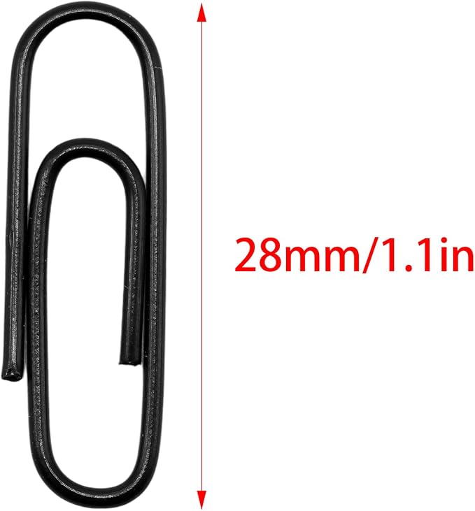 100 Pcs Black and White Paper Clips, 1.1 Inch (28mm) Colorful Paperclips | Vinyl Coated, Colored Paper Clips, Rust Proof, for Office, School, DIY, Bookmarks and Document Organization