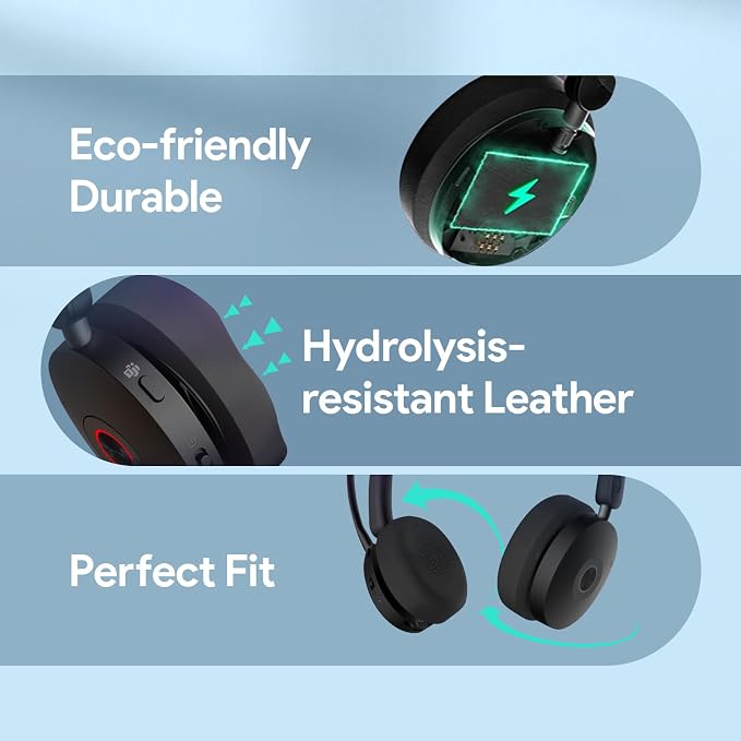 Yealink BH74 Bluetooth Headset with Mic for Work,Hybrid ANC,Teams Certified | 6 AI Active Noise Cancelling Mic for Clear Call, Flip to Mute, 32H Talk Time,160ft Wireless Range for Open Office Hybrid Work