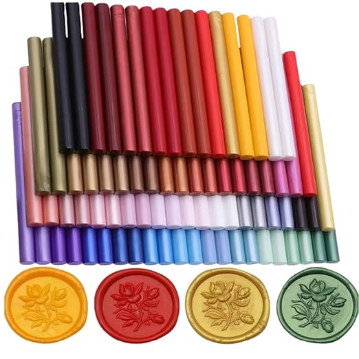 100 Pcs Sealing Wax Sticks for Wax Seal Stamp, Assorted Color Sealing Wax Glue Gun WaxSeal Sticks Mini WaxGun Stick, Mixed Colors WaxSeal Kit Great for Wedding Invitations (100A)