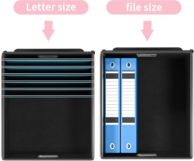 File Organizer Box with Lids, Collapsible File Folder Organizer | File Box with Plastic Slides for Office Document Storage, Filing Bin for Letter Size Hanging File Folders (1 Pack, Pink)