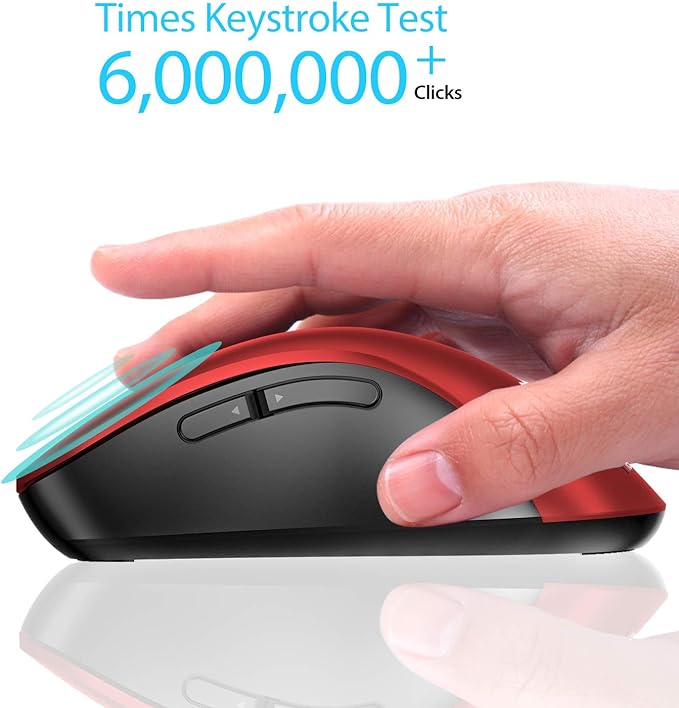 memzuoix 2.4G Wireless Mouse, 1400 DPI Mobile Optical Cordless Mouse with USB Receiver, Portable Computer Mice for Laptop, PC, Desktop, MacBook, 5 Buttons, Red