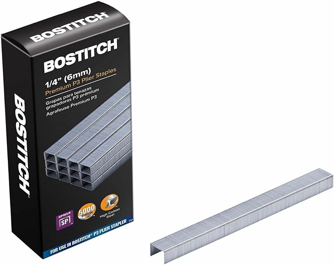 Bostitch Office Premium Staples for P3-Chrome Plier Stapler, 0.25-Inch Leg, 5,000 Per Box (SP191/4)