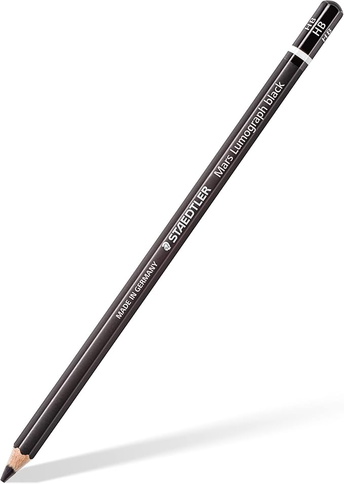 Staedtler Mars Lumograph Black, Carbon Blend Provides Jet Black Lines, Professional Art Pencils, Tin of 6 Assorted Black Sketch Pencils, 100B G6